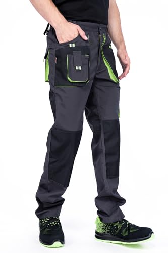 Mazalat Arbeitshose mit Kniepolstertaschen Schwarz/Grün XL