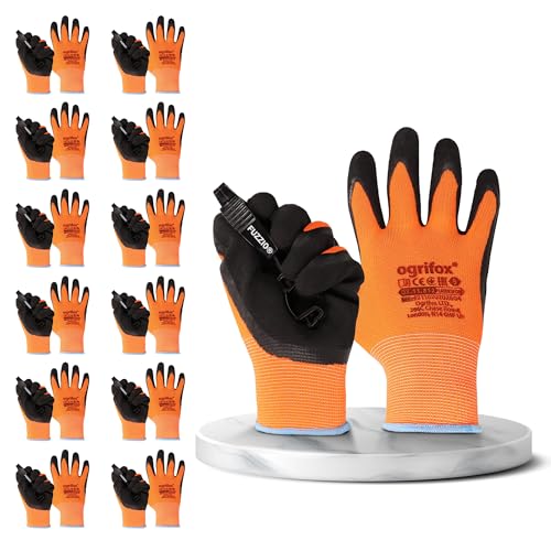 FUZZIO Arbeitshandschuhe XL neongelb 12er Pack
