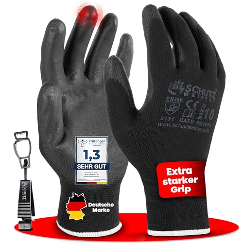 schutzmeister PU Arbeitshandschuhe 12 Paar Schwarz Größe 10-XL