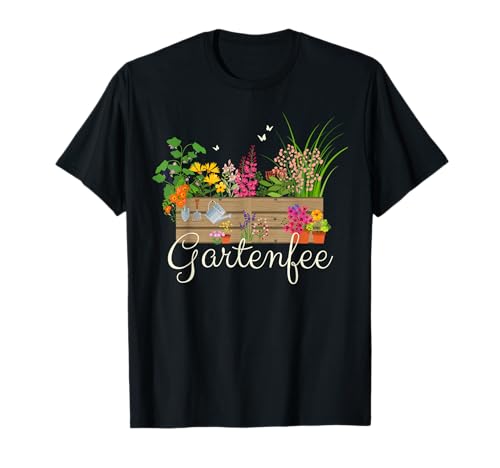 Witzige Hobbygärtner Bekleidung grün Geschenke Gärtnerin Gärtner, Gartenfee T-Shirt Damen Schwarz Halbarm Rundhals-T-Shirt S EU 38/39 Frühling, Sommer, Herbst