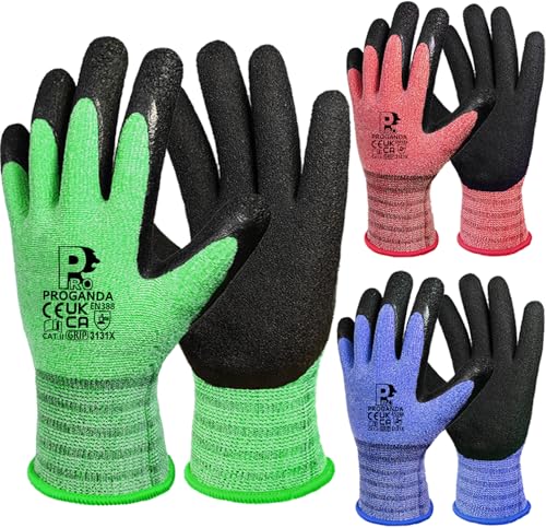 PROGANDA Gartenhandschuhe 3 Paare bunt atmungsaktiv