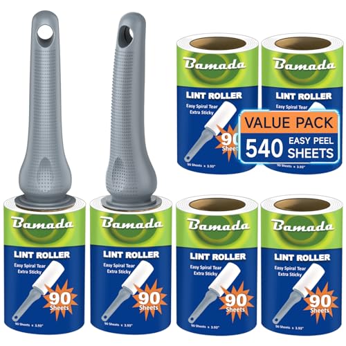 Fusselroller für Tierhaare 540 Blatt, extra klebriger tragbarer Fusselentferner, Fusselroller Kleidung, Entferner Katzen Hundehaare,Fusselrolle Tierhaare (Grau)
