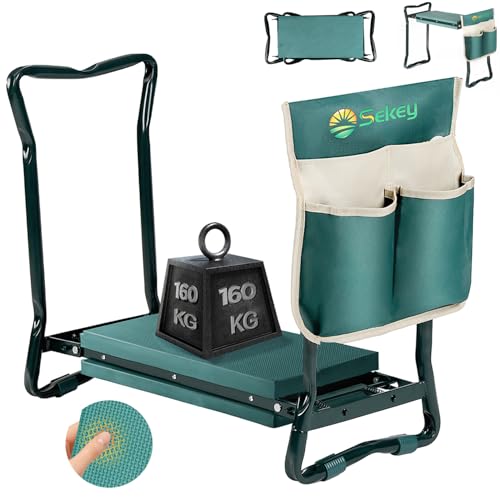 Sekey Kniebank mit Werkzeugtaschen 160KG Gartenhocker Klappbar 36,99€